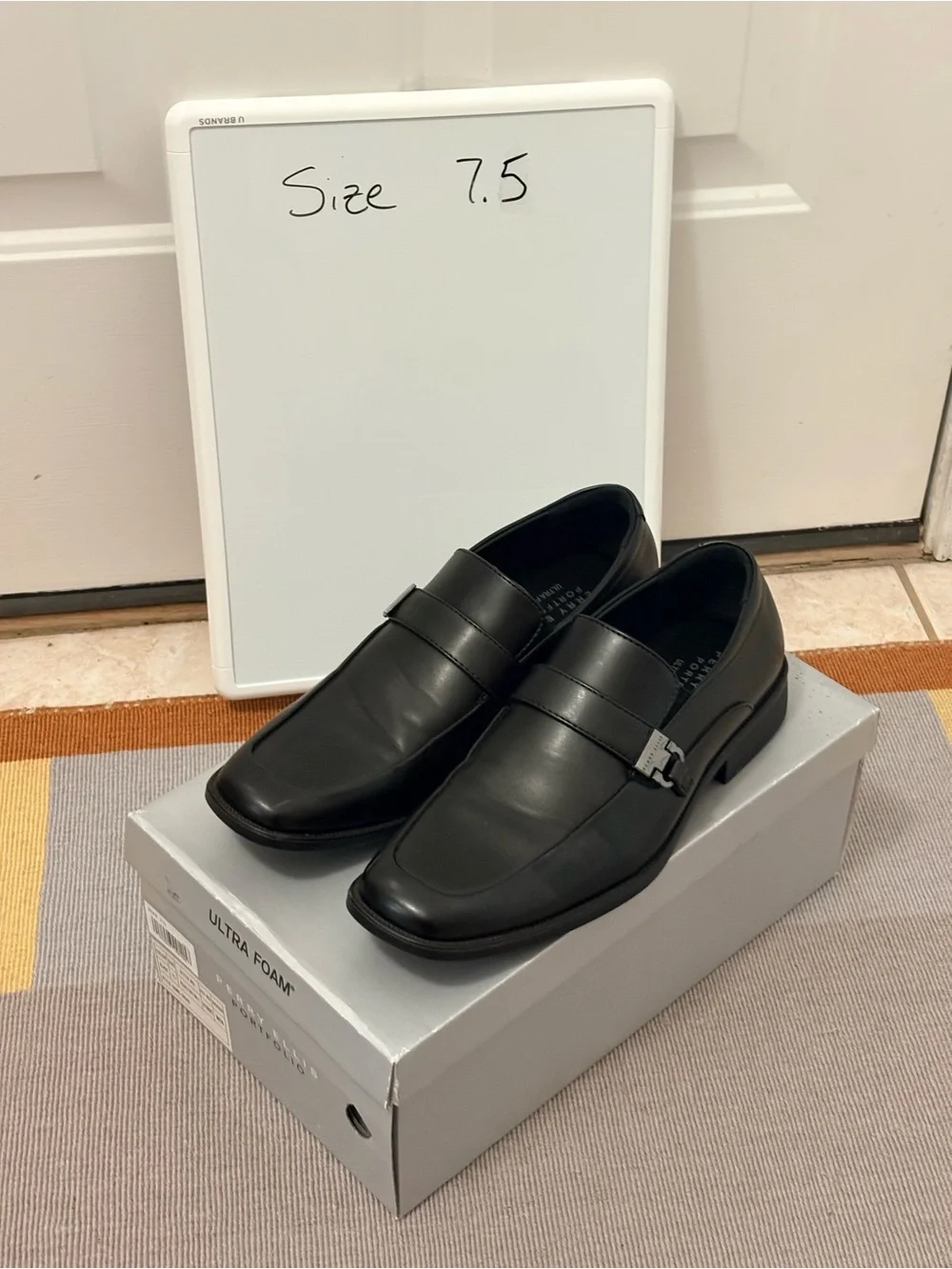 Perry Ellis Black Men's Slip-On Leather Loafers